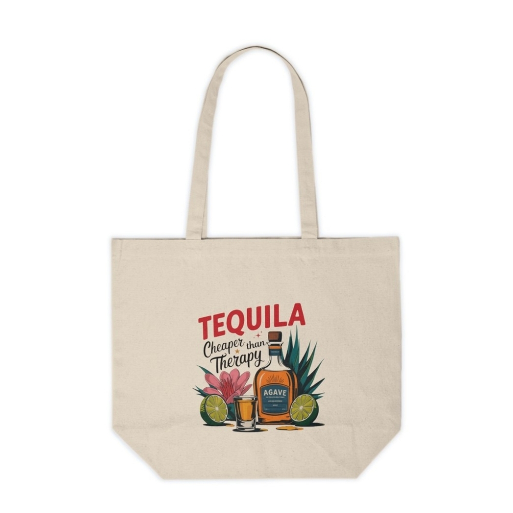 Tequila - Cheaper Than Therapy Custom Canvas Tote Bag